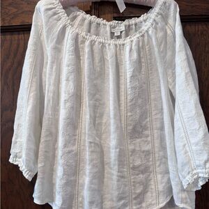 J. Jill White Linen Off The Shoulder Blouse